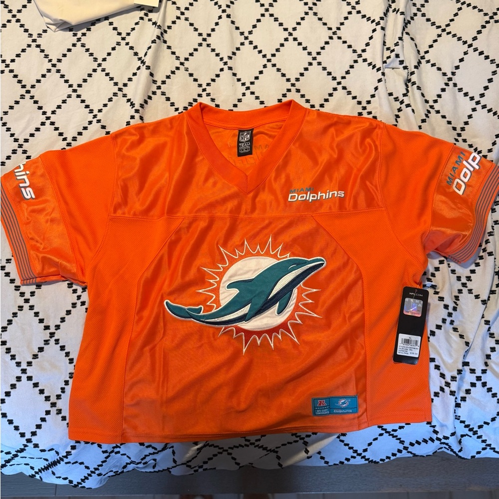 NFL Orange Miami Dolphins Crop Mesh Jersey with Tag
